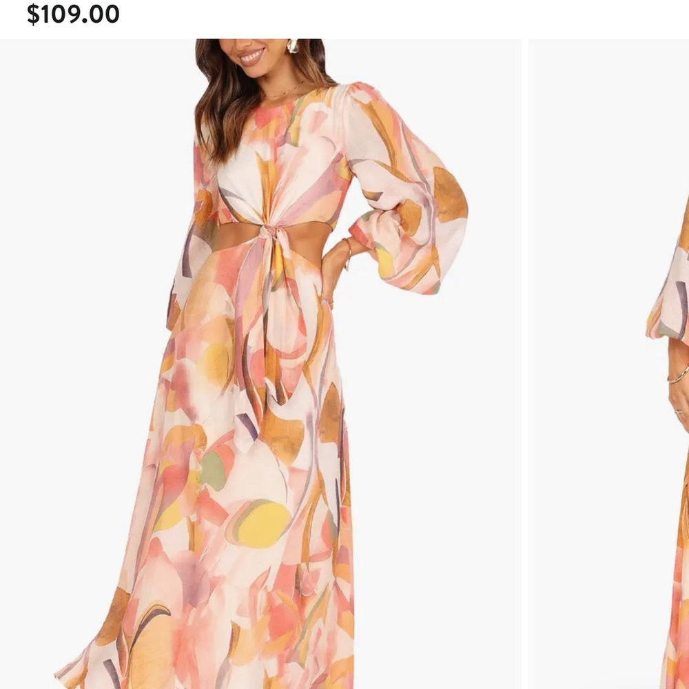 Petal & Pup Pink Orange Cream Maxi Dress